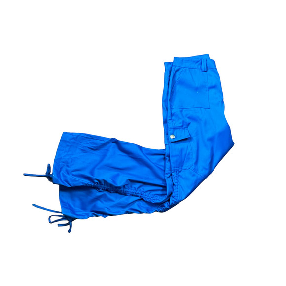 Superdown Raina Blue Cargo Pants LARGE Parachute Drawstring Hem Revolve $78 NEW - Picture 7 of 9